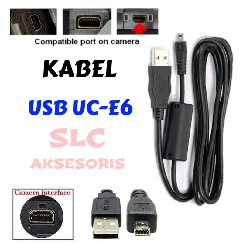Kabel Data / Usb Cable UC-E6 8Pin For Camera Nikon Sony Olympus Fuji Coolpix Cybershot Uce6 Pc Kompu