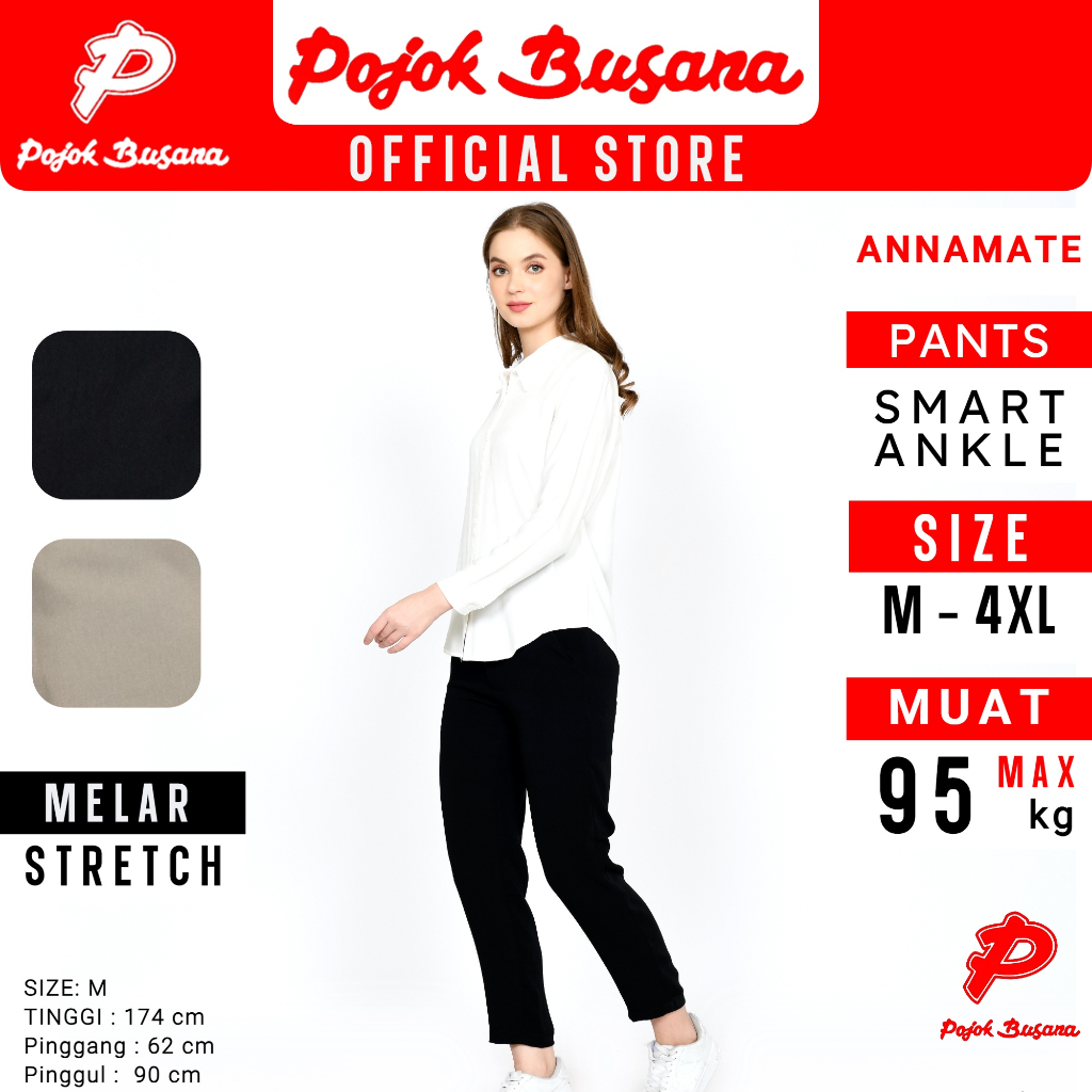 Pojok Busana Celana Panjang Wanita Ankle - Ladies Formal Fashion Cropped Pants - Celana Kerja Peremp
