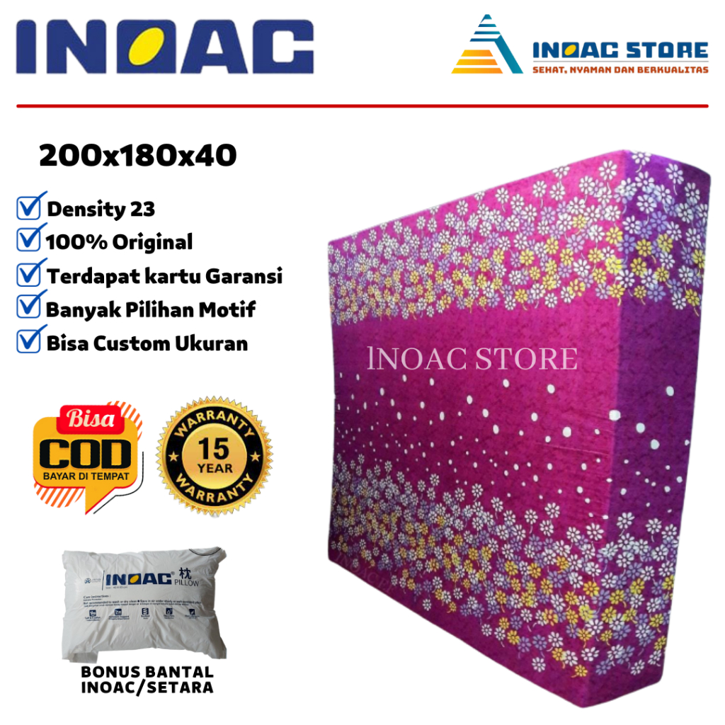(200x180x40) Kasur BUSA INOAC Asli No 1 Tebal 40 cm Garansi 20 Tahun Bonus Bantal - Inoac Store