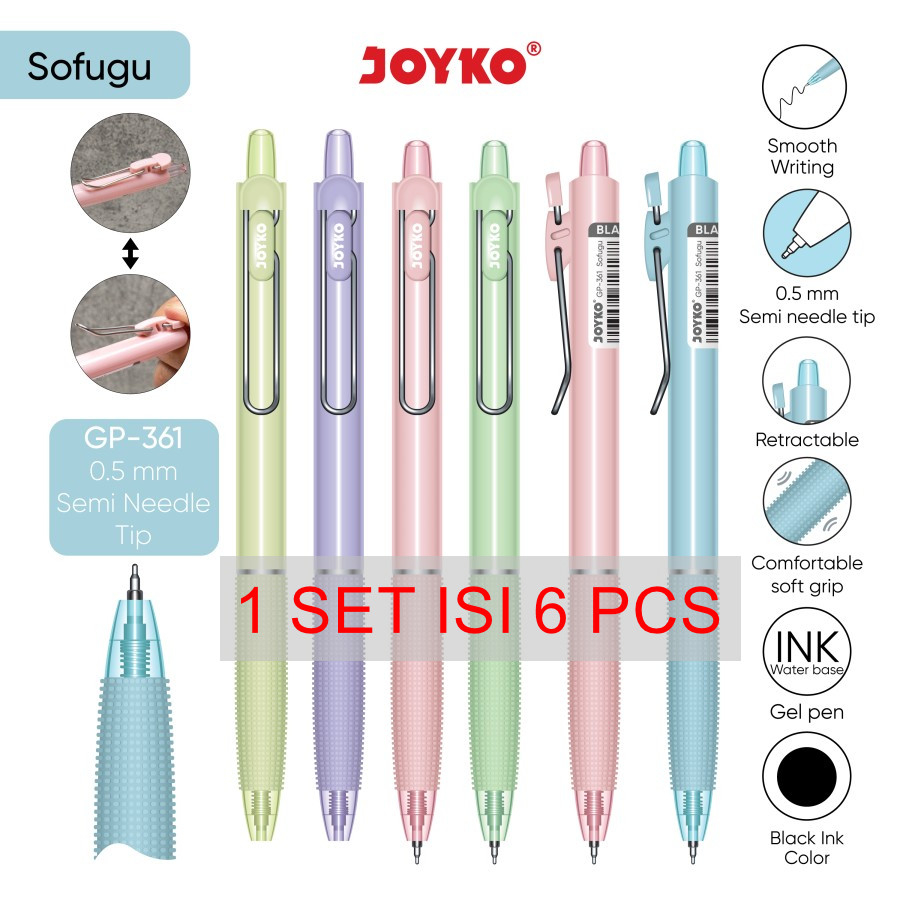 

Gel Pen Pulpen Pena Joyko GP-361 Sofugu Gel 0.5 mm 1 Set 6 Pcs