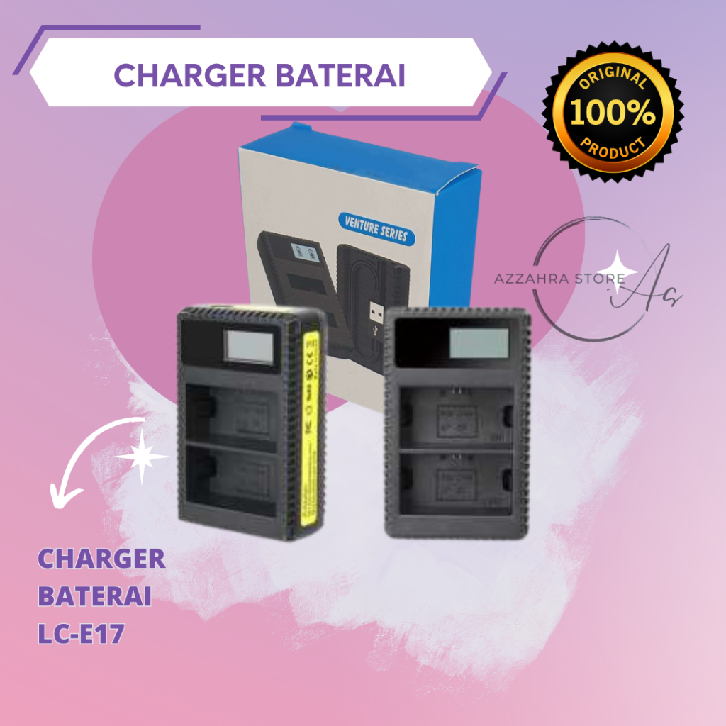 Charger Dual Canon LC-E17 for Canon EOS R100 / R50 / R8 / R10 / RP / 200D / 800D / 760D / EOS 750D /