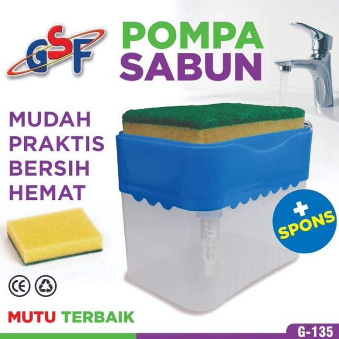 [HOME MART] Pompa Sabun GSF G-135 Pompa Sabun Set Wadah + Spons Cuci Piring GSF G135