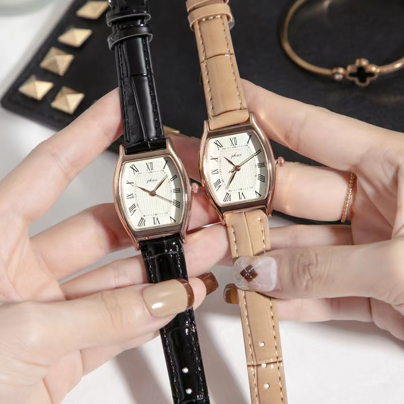 Acc168 Jam Tangan Wanita Kotak jhui Quartz dengan Strap kulit Sintetis