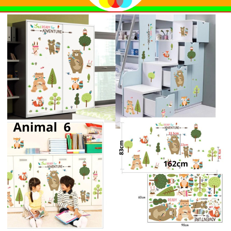 WALLSTICKER WALL STICKER STIKER DINDING ANIMAL 6 DEKORASI RUMAH KAMAR TIDUR ANAK ANAK COWOK CEWEK PR