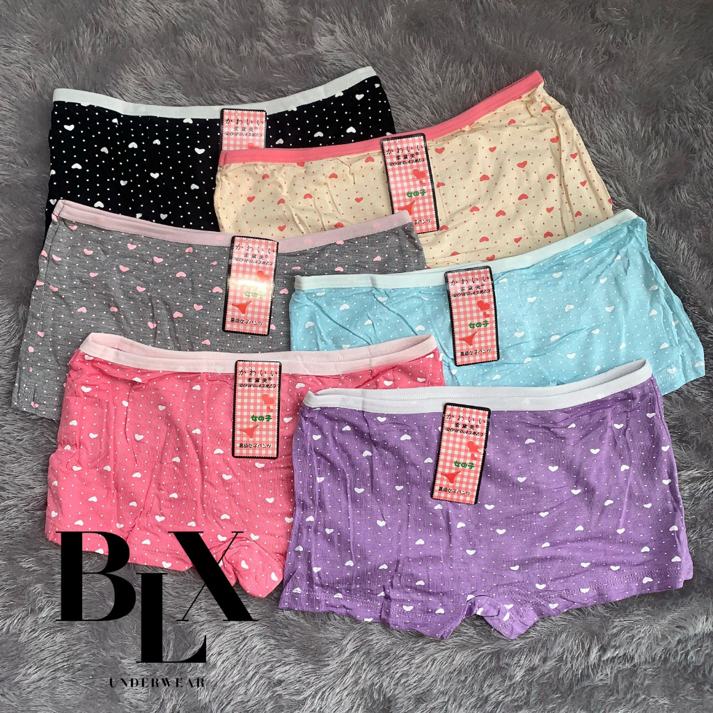 (1 Pcs Dan 3 Pcs) Cd Boxer Wanita Katun Motif | Celana Dalam Wanita Import