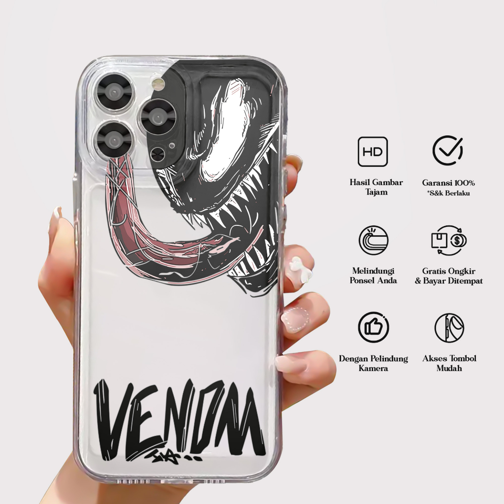 Case Infinix Hot 12 11 10 11 10 10S 9 8 9 Play Laris Custom [ VENOM ] Casing Bening Hp Aesthetic Kes