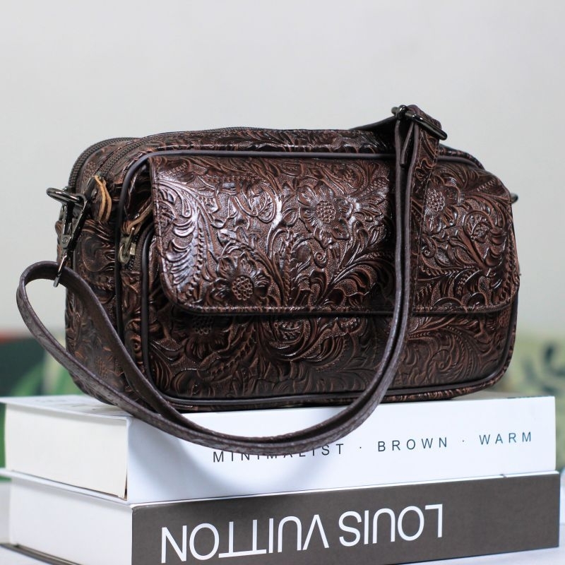 LOTUS Batik Tas Wanita Kulit Sapi Clutch Pouch Cewek Perempuan