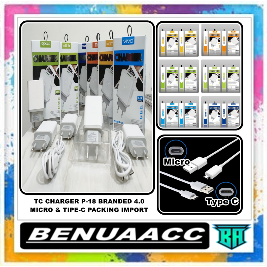 TC CHARGER P-18 BRANDED 4.0 MICRO & TIPE-C PACKING IMPORT