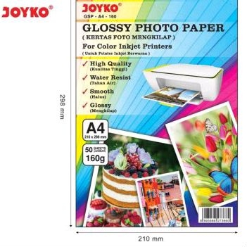 

KERTAS FOTO/KERTAS GLOSSY JOYKO A4-160 GRAM