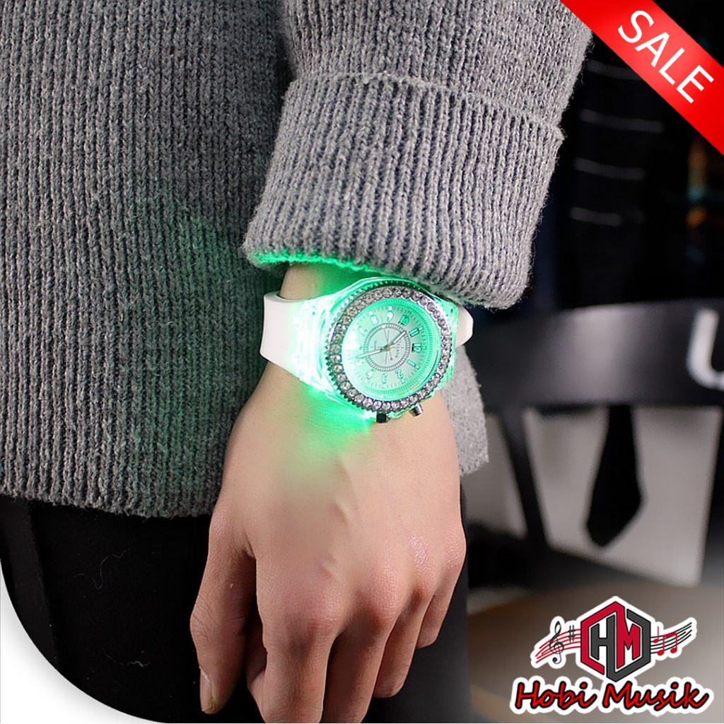Jam Tangan Geneva Quartz Sport Luminous dengan Lampu LED
