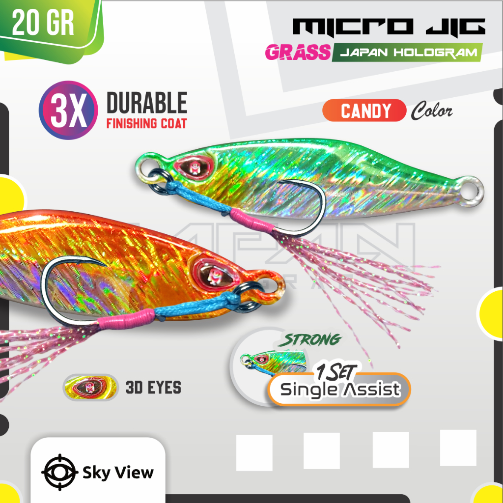 Micro Jig 20 Gram SKYVIU TANTRA Assist Hook Single Umpan Casting Laut Pancing Jigging Murah umpan ca