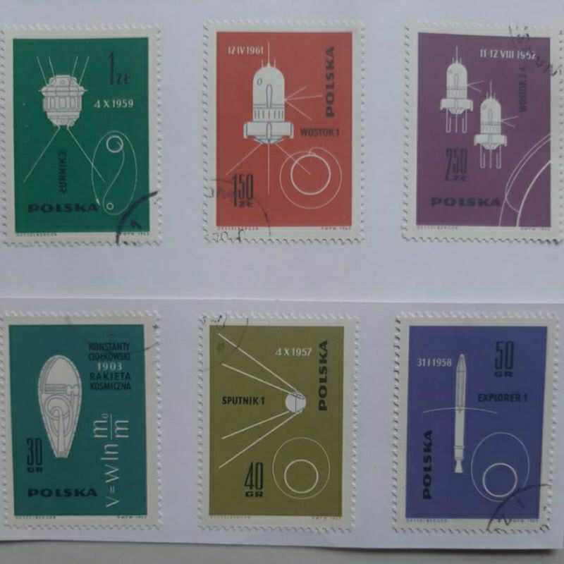 

Perangko Polandia Polska satelit luar angkasa 1957 1962 set 6 prangko