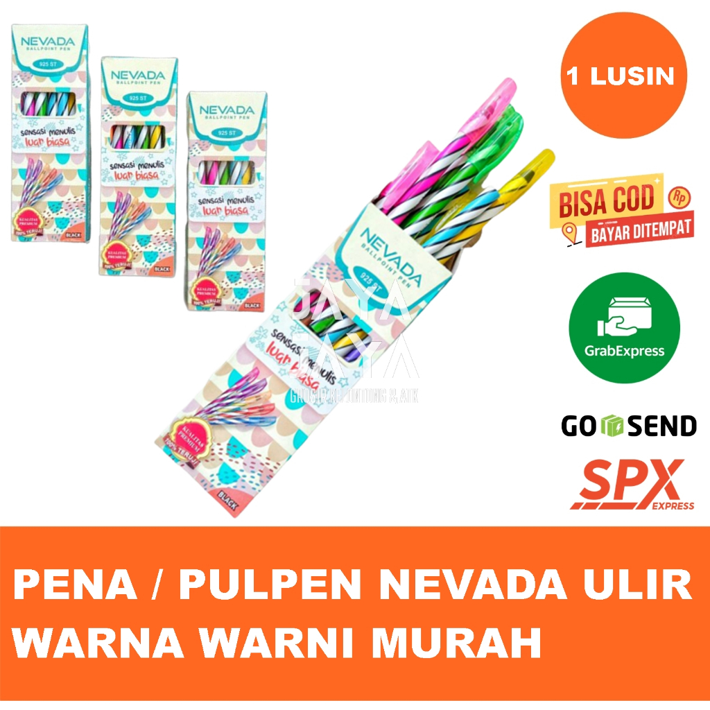 

PENA / PULPEN NEVADA ULIR WARNA WARNI MURAH HITAM 1 LUSIN