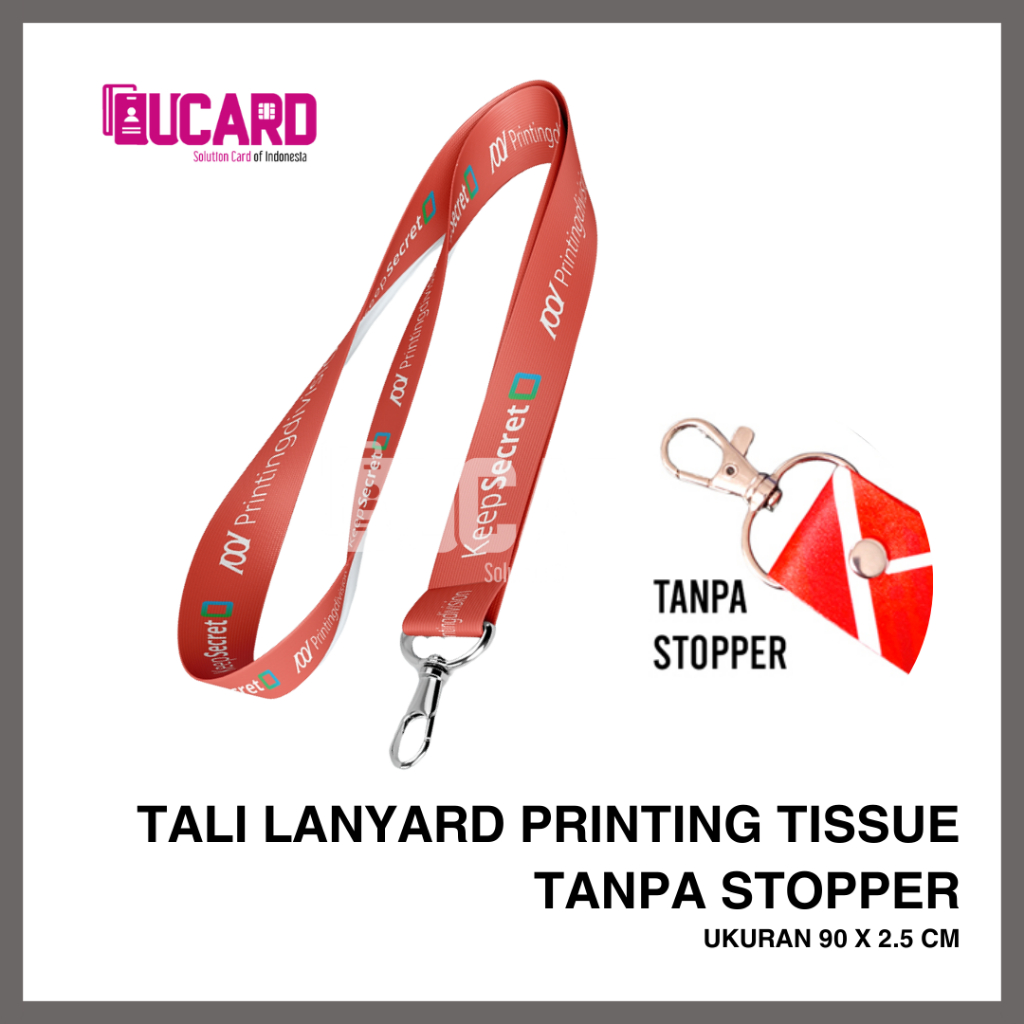 

CUSTOM TALI LANYARD PEGAWAI PANITIA EVENT / TALI ID CARD PRINTING TISU 2.5CM TANPA STOPPER