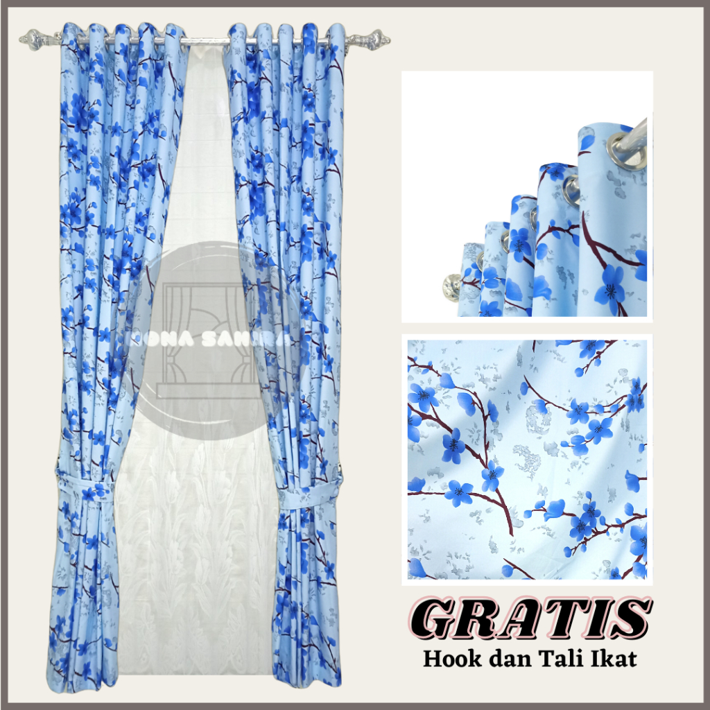 Gorden Sakura Gorden Jendela Pintu Minimalis Aesthetic Vintage Hordeng Smokering Smokring Tirai
