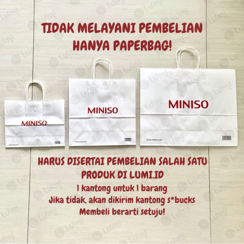 

Kantong paperbag miniso Merah (TIDAK MELAYANI ORDERAN HANYA PAPER BAG)