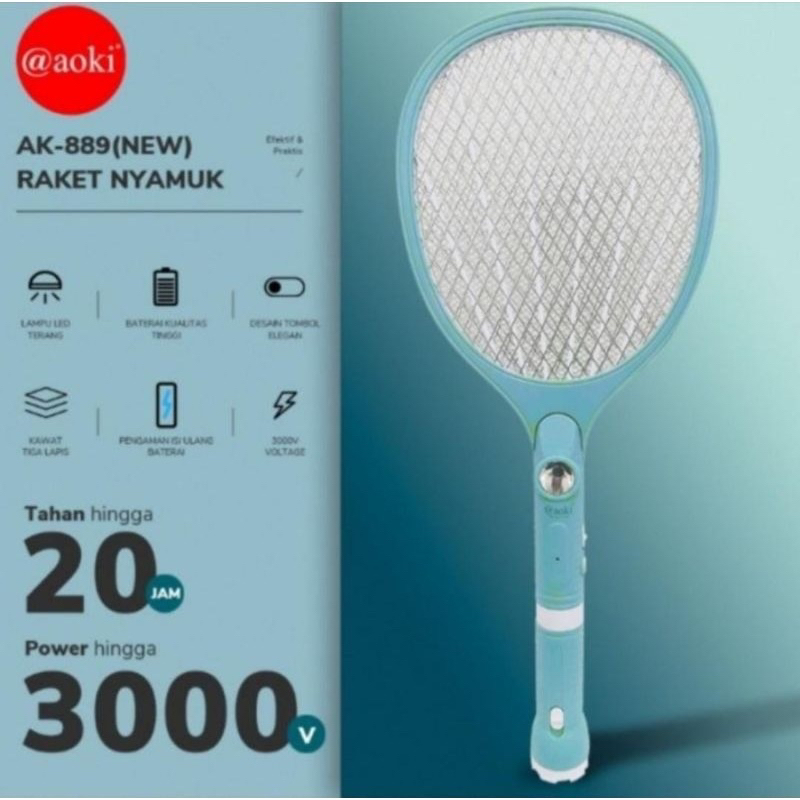 Raket Nyamuk Cas AK-889 New AOKI