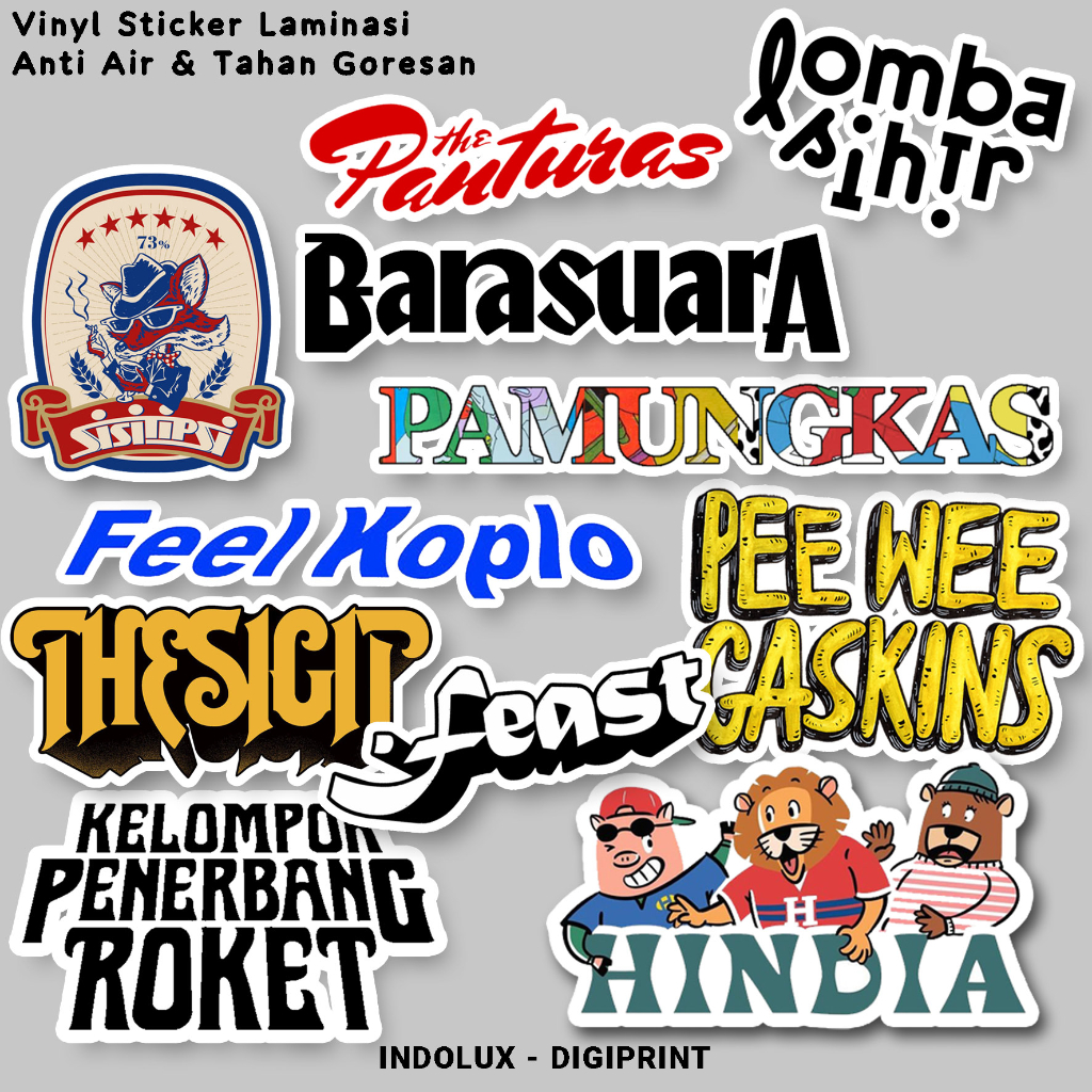 Sticker Band Lokal Indie Barasuara / Panturas / Hindia / Pamungkas Stiker Anti Air