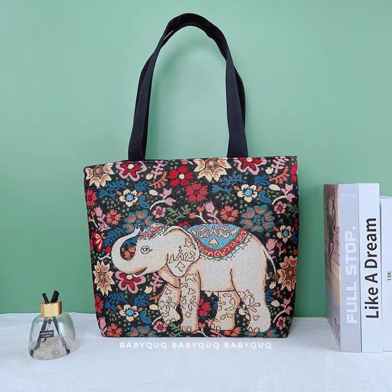 NEW  TOTEBAG KANVAS IMPORT PREMIUM - Tas bangkok import - tas thailand - tas gajah vintage