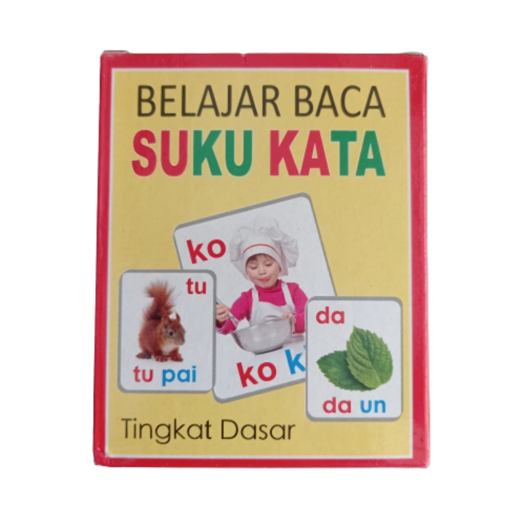 Kartu Pintar Membaca Suku Kata Dasar Flash Card Glossy Tebal - 40 Pcs Kartu