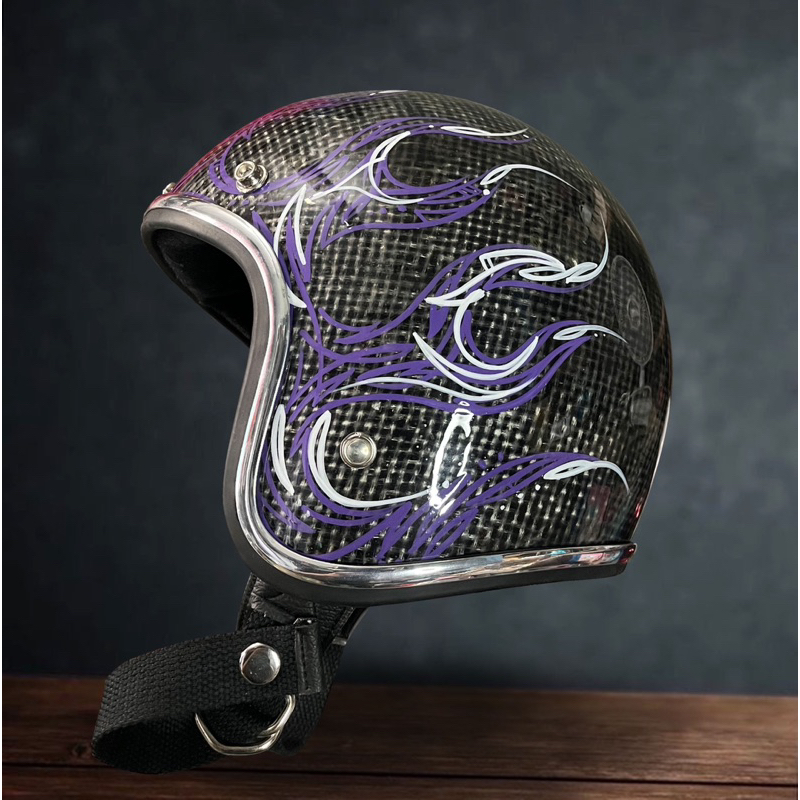 Slimhead 500TX RAW Pinstripe Flame - Helm slimhead,helm vespa,helm chopper