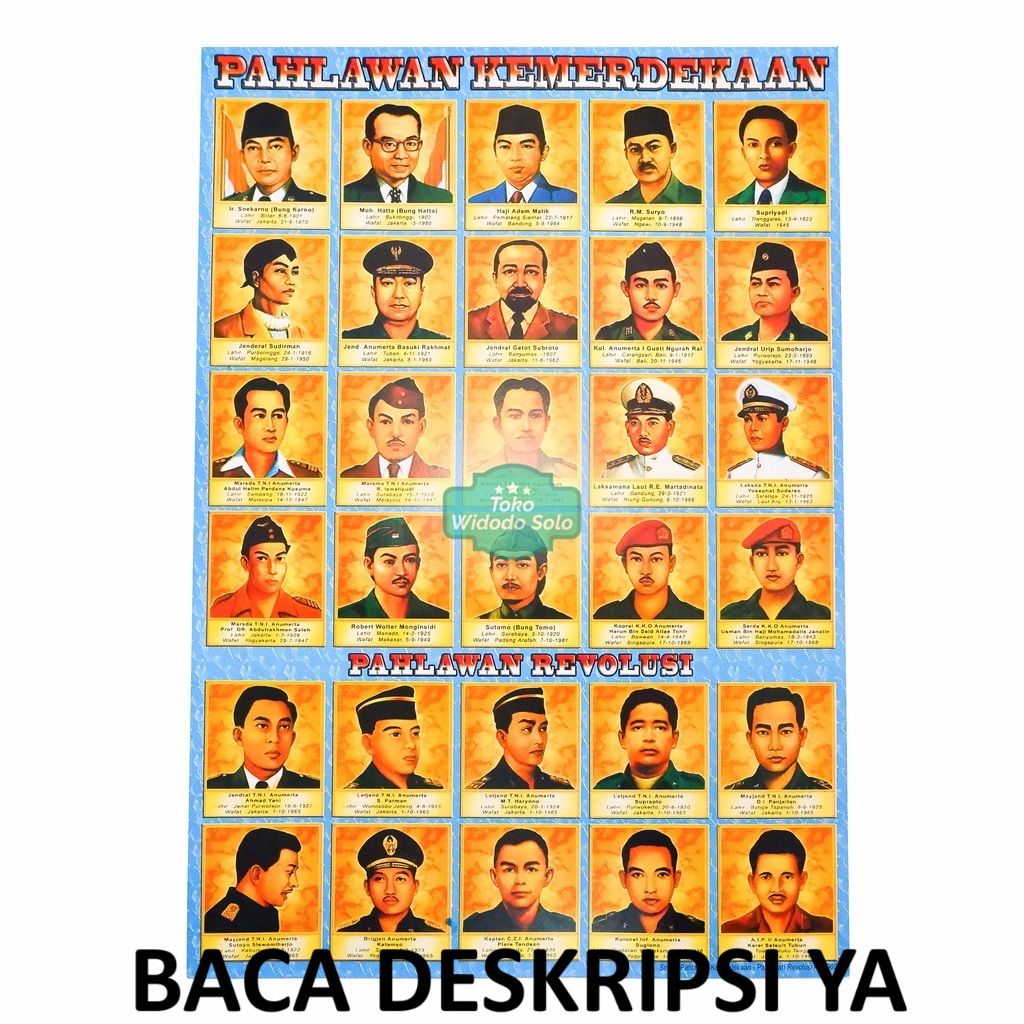 

1 LEMBAR Poster Edukasi Pahlawan Kemerdekaan Dua 35x50cm