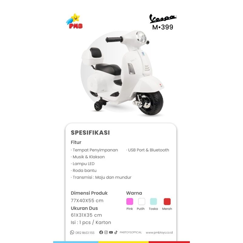 Motor Aki/Mainan Aki anak Vespa M399