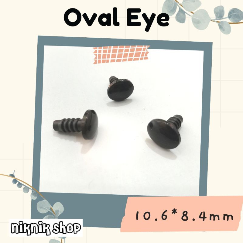 50pcs mata boneka oval 10mm