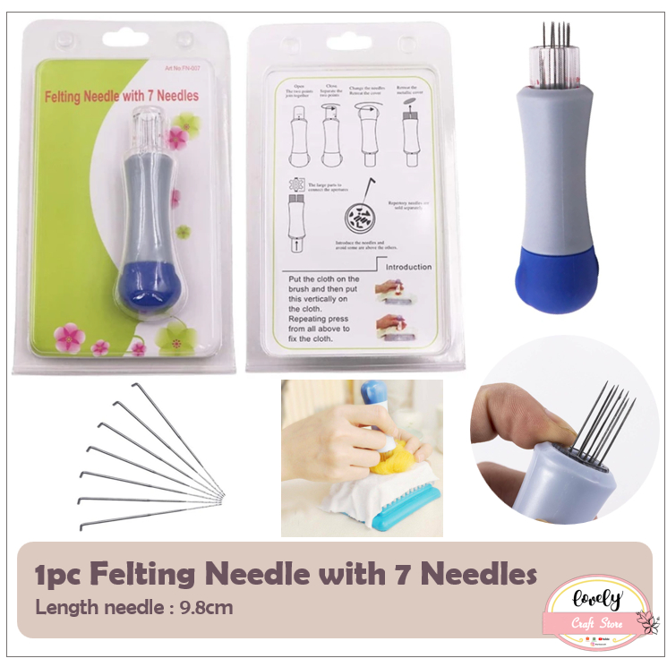 LovelyCraftStore | A02 Felting Needle With 7 Needles Alat Felting Dengan Tujuh Jarum