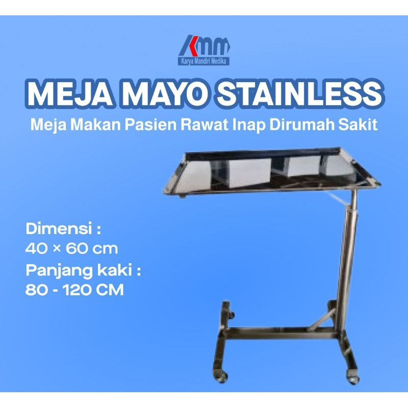 Meja Mayo ( Stainless ) Table Mayo Rumah Sakit - Meja Makan Pasien