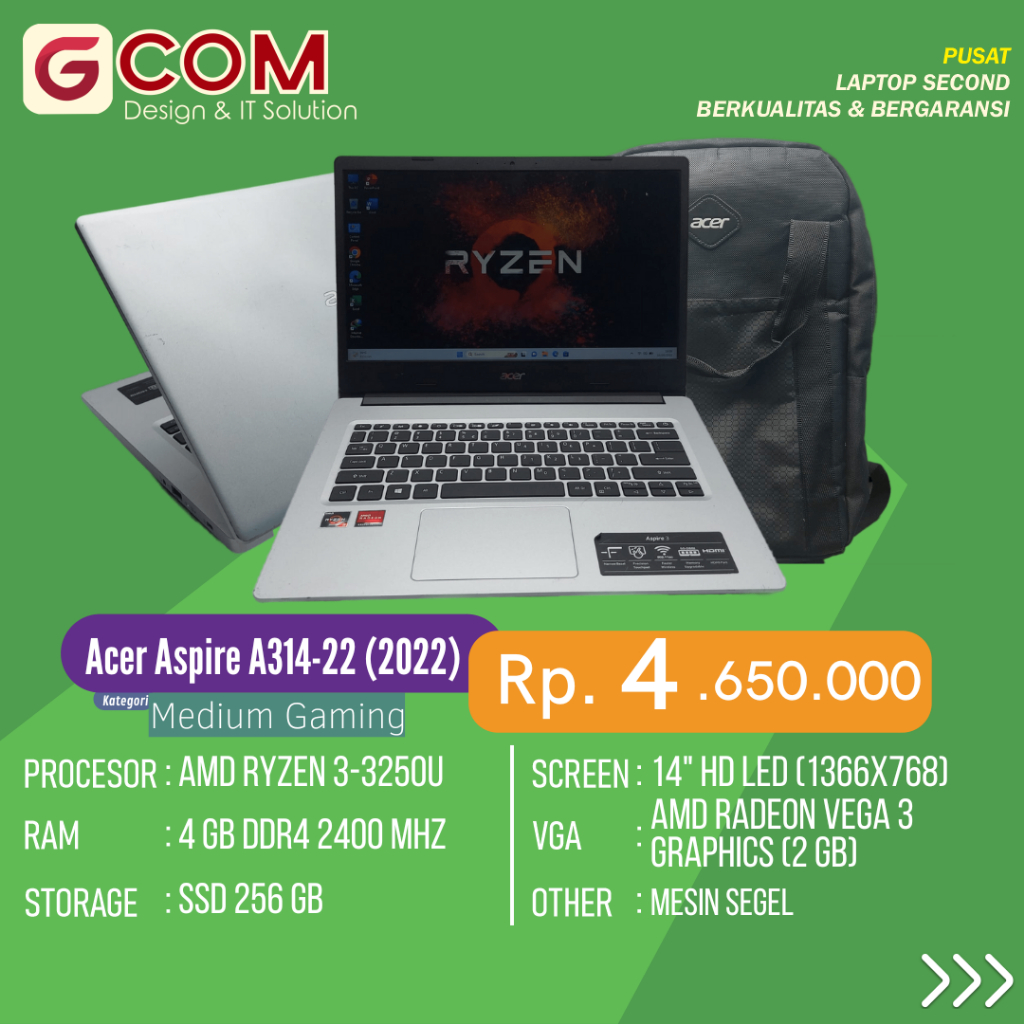 Acer Aspire A314-22 (2022) Ryzen 3/ 4 GB/ 256 GB/ SEGEL