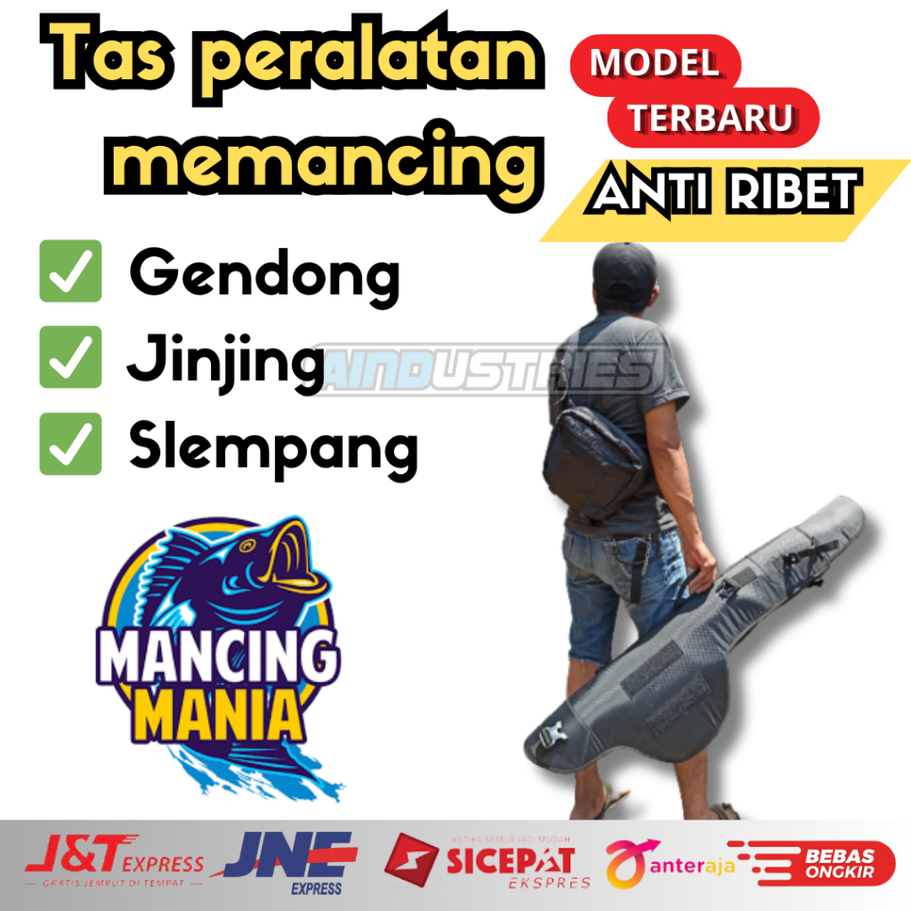 Peralatan pancing sungai tas memancing ikan multifungsi 4 joran serbaguna multifungsi