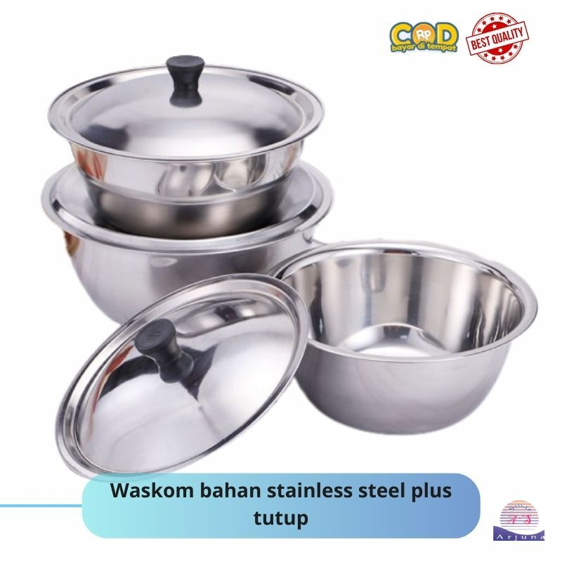 NEW WASKOM STAINLESS PLUS TUTUP/BASKOM TUTUP STAINLESS STEEL