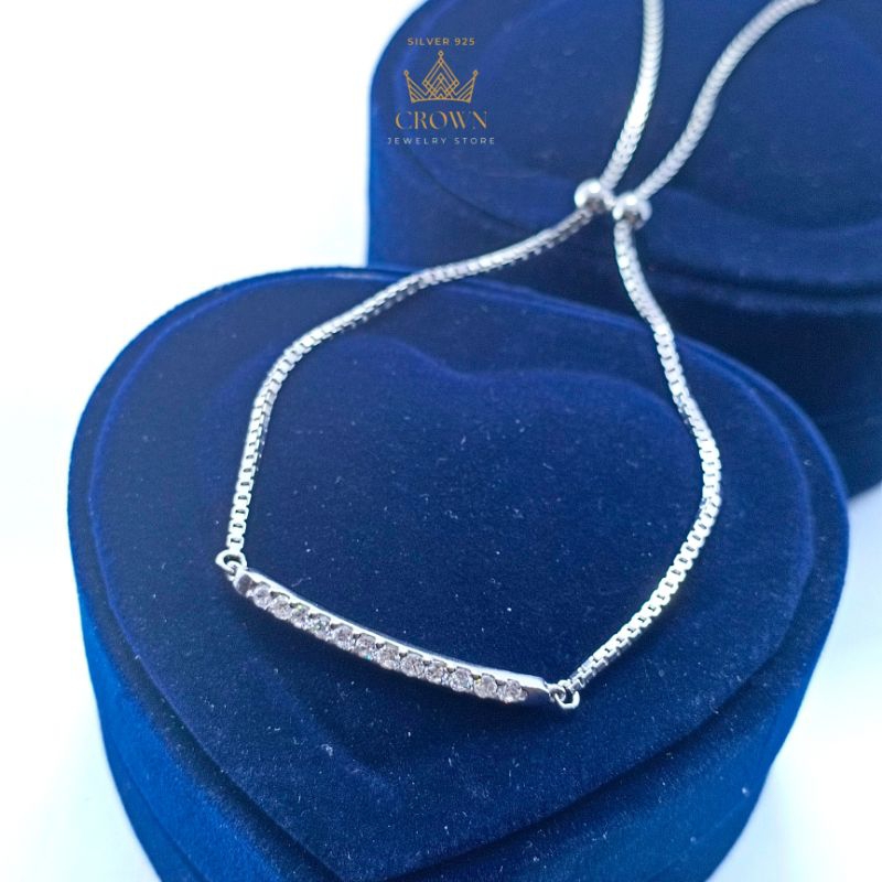 gelang silver 925 perak model gelang serut list permata satu | perak asli | perak serut