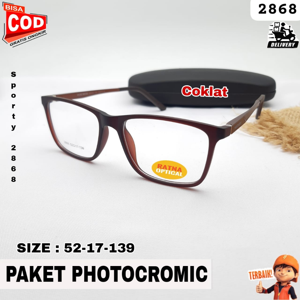 Kacamata Pria Sporty Lensa Potokromik Kotak 2868
