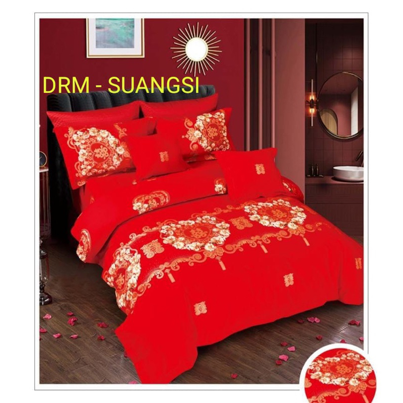 sprei katun jepang merah wedding special series