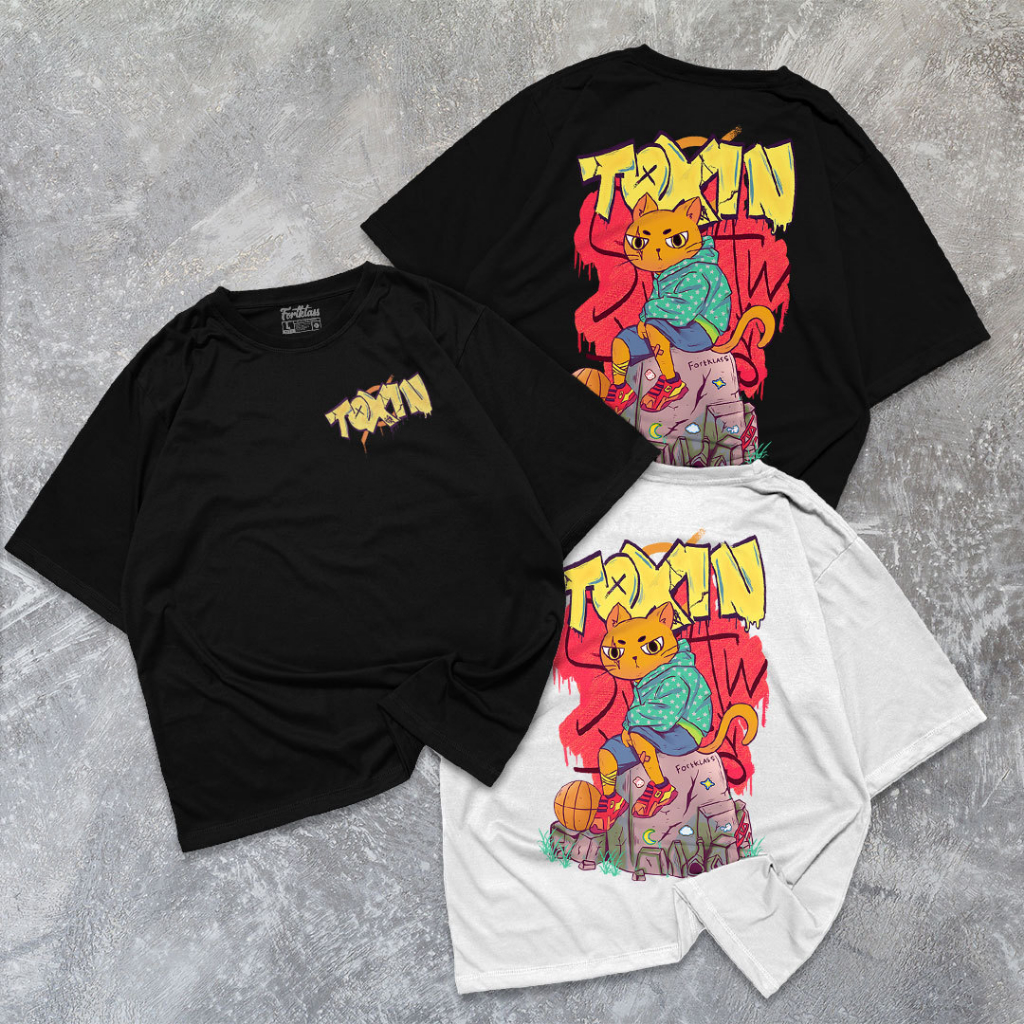 RottenKlass Kaos Oversize ORANGE CAT T-Shirt Cowok Premium Kaos Pria Lengan Pendek Jumbo