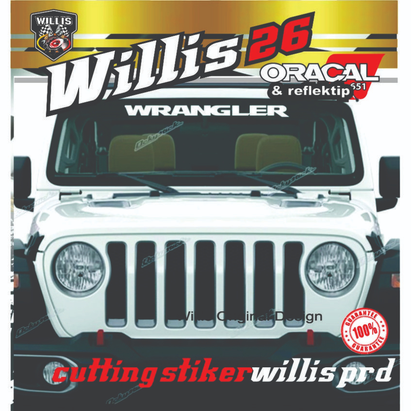 cutting sticker kaca depan WRANGLER stiker mobil stiker Jeep