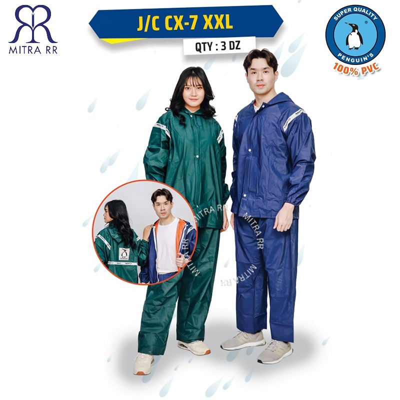 Jas Hujan Stelan Jaket Celana CX-7 | Penguins P-333 Jas Hujan Setelan Ferrari 100% PVC Super Tebal