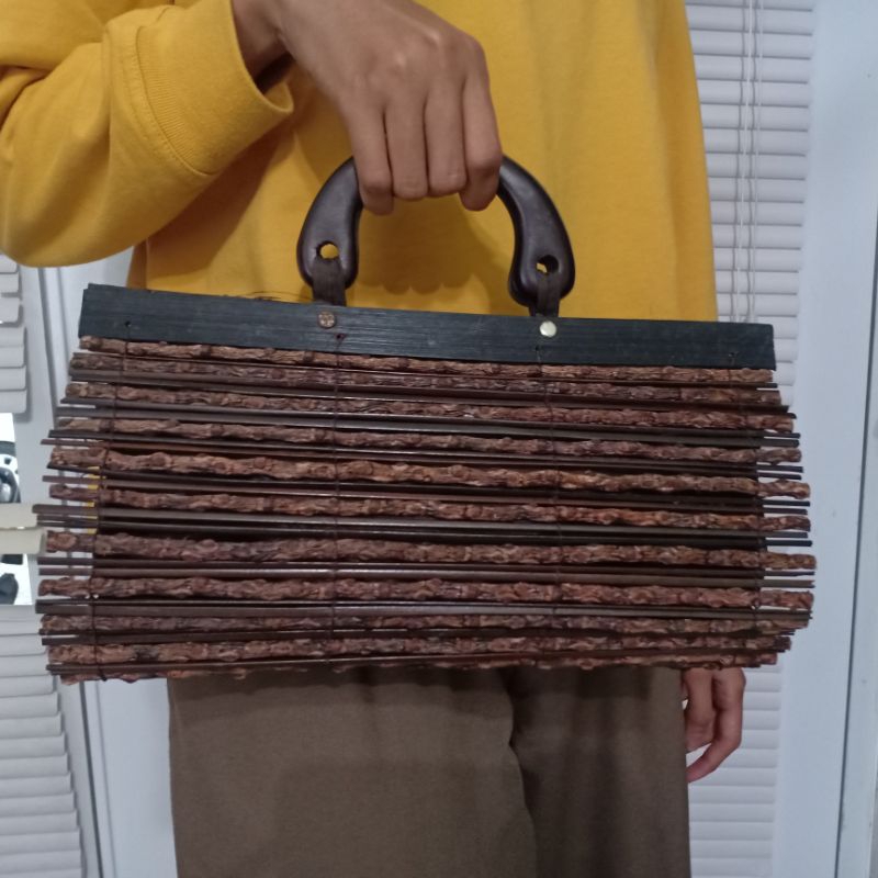 Tas pesta - coklat, bahan kayu