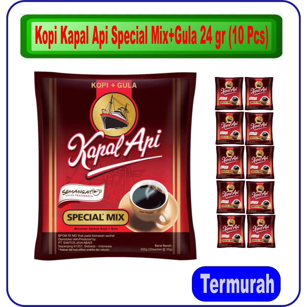 

Kopi Kapal Api Special Mix - Kopi Bubuk Sachet dengan Gula - 24gr - 10 pcs