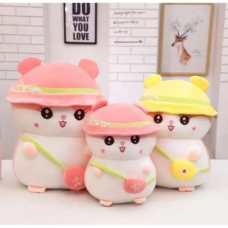 Boneka Hamster wirh topi ban tas boneka bayi/boneka hewan lucu/