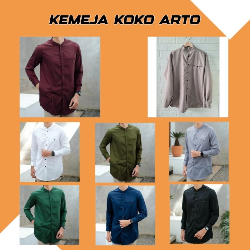 Kemeja Koko Arto  Kemeja Koko Pria  Kemeja Koko Pria Dewasa Lengan Panjang.  Atasan Pria Dewasa Leng