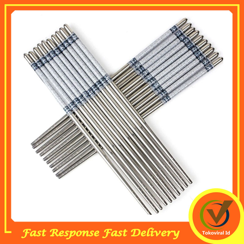 Sumpit Makan / Sumpit Motif Polos / Sumpit Stainless Steel Tahan Karat / Sumpit Stainless Batik / Su