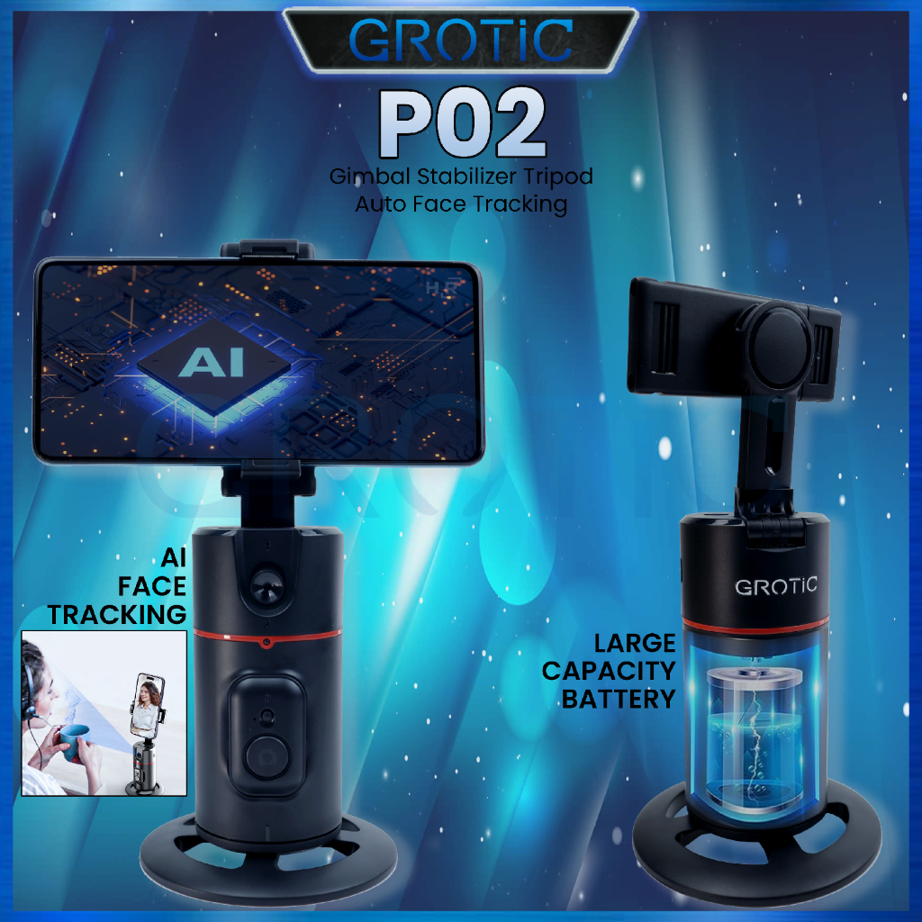GROTIC Gimbal Stabilizer Handphone Auto Face Tracking Camera 360° Gesture Control P02-6