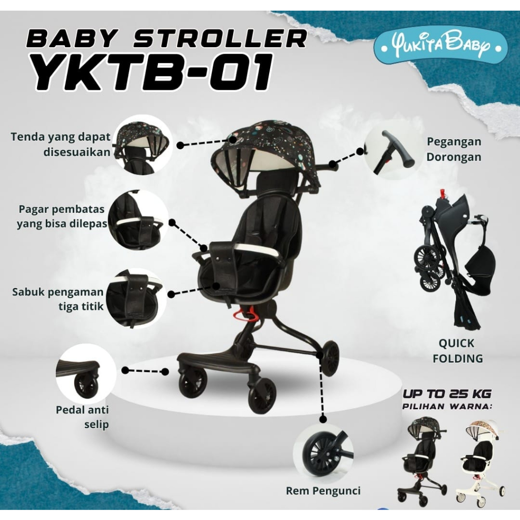 Sepeda Stroler Sepeda Roda Tiga Sepeda Dorong YUKITA YKTB-01 - COOLINGPAD