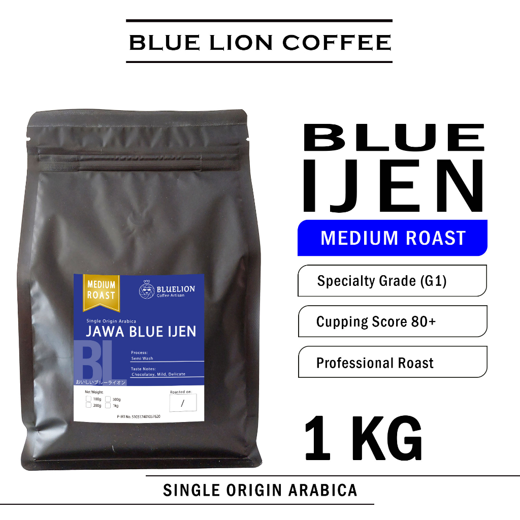 

Blue Lion Coffee Jawa Blue Ijen 1 KG Medium Roast Biji Kopi Bubuk Single Origin Arabica
