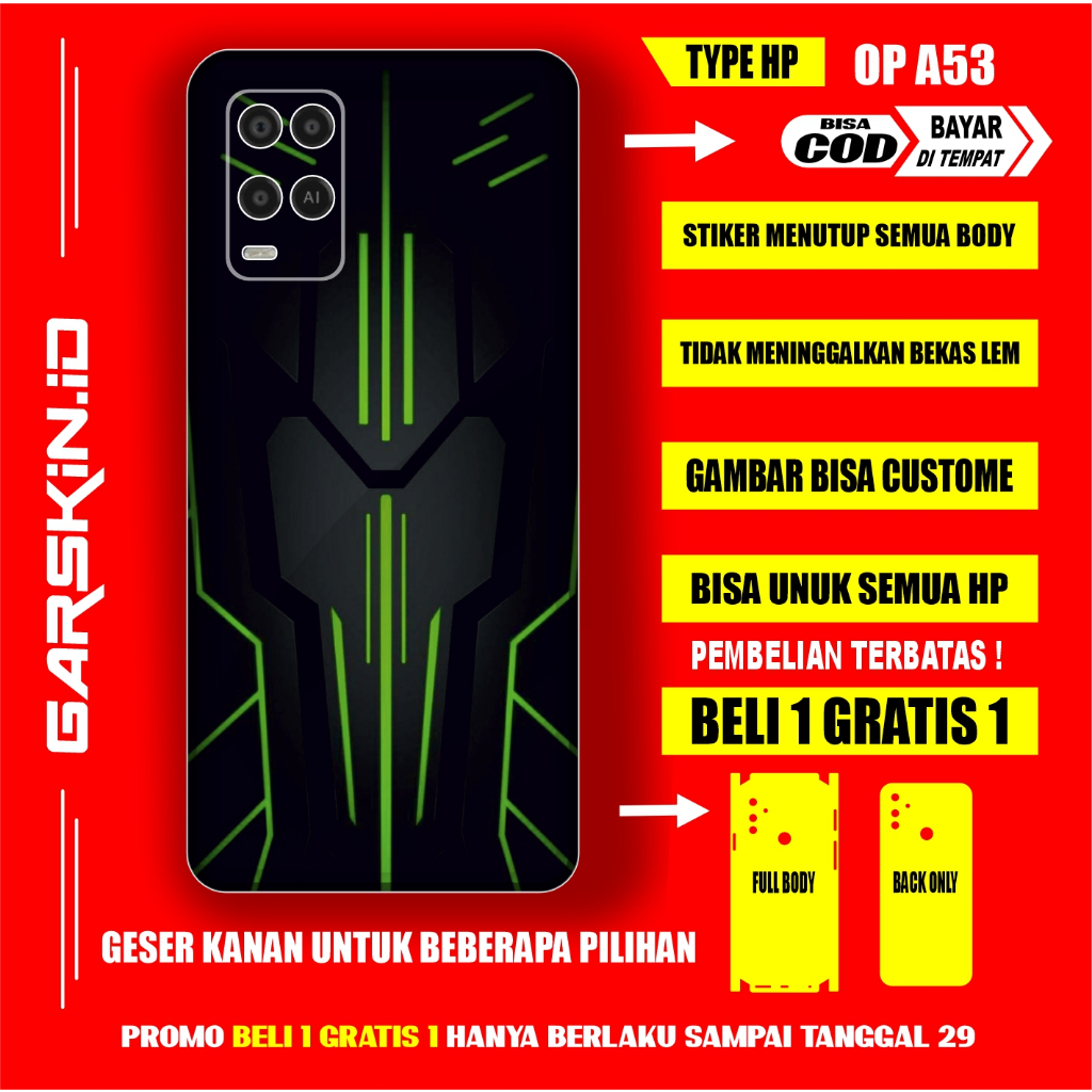 GARSKIN OPPO A53 AKSESORIS CASING PELINDUNG HP OPPO ORIGINAL GRASKIN A53 FULLBODY SKIN PROTEC DESAIN