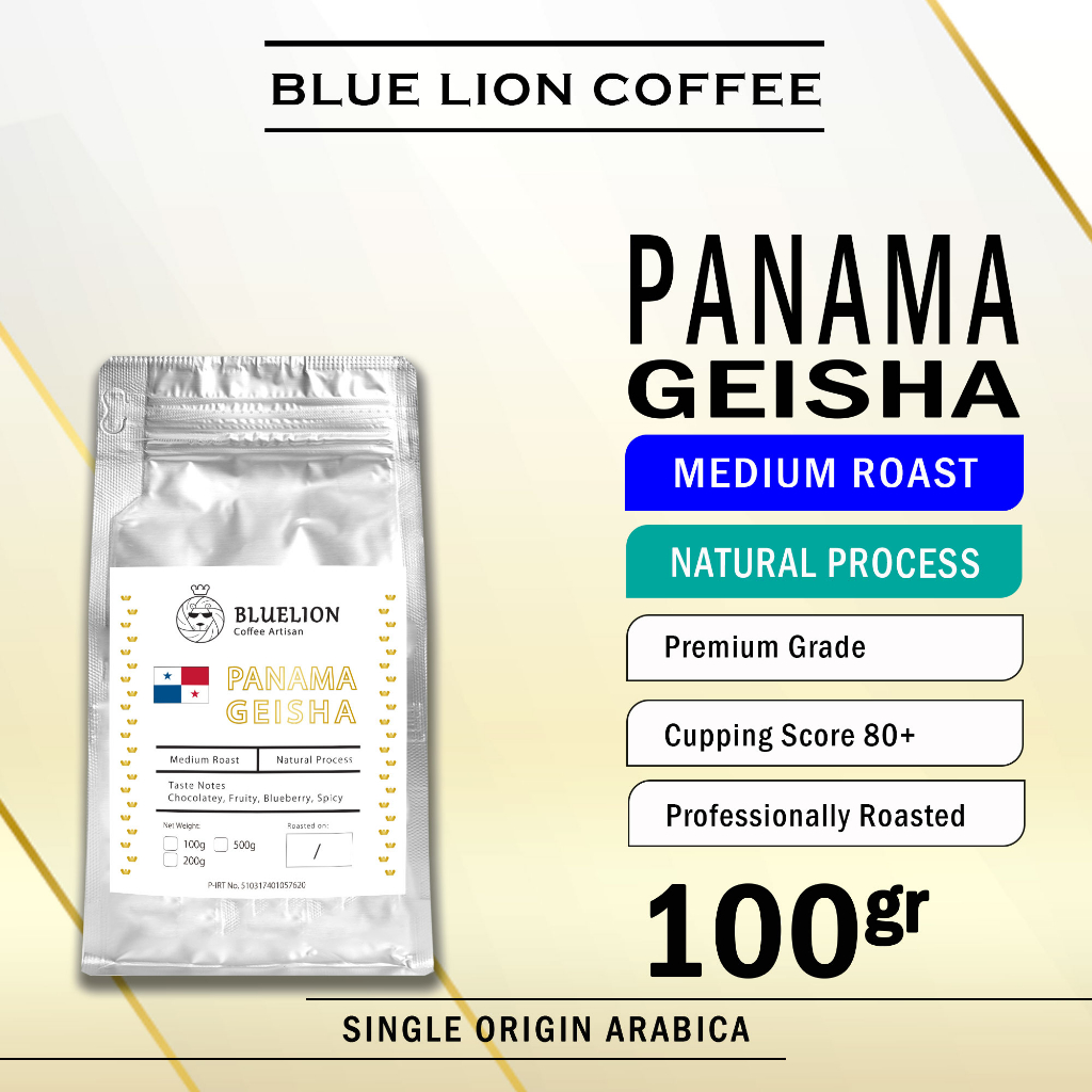

Blue Lion Coffee Panama Geisha 100 gram Medium Roast Biji Kopi Bubuk Single Origin Arabica