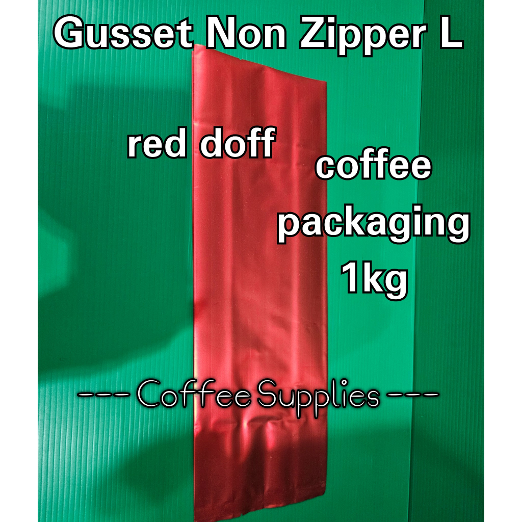Gusset Non Zipper L Red Doff kemasan kopi 1kg coffee packaging bag 1000g guset merah natal christmas